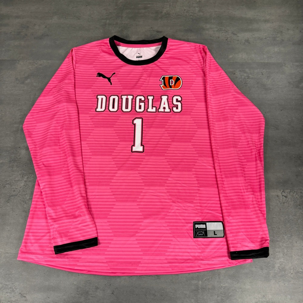 Puma Jersey Mens L Pink Douglas 1 Soccer Goalkeeper Long Sleeve NWOT